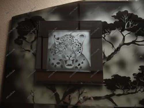 Пескоструйная картина в деревянной раме