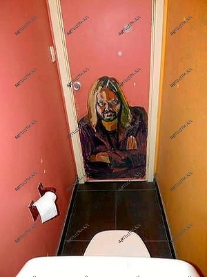 1Рисунок на двери туалета может быть нейтральным или ярким - все зависит только от вашего эстетического видения.