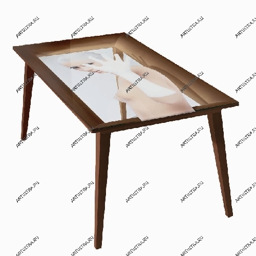 Стеклянный стол с фото девушки