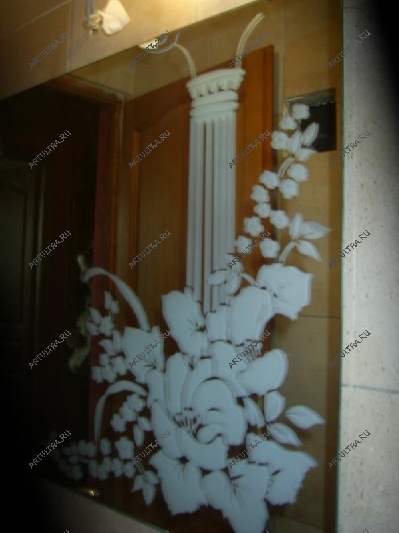 Пескоструй на зеркале - букет