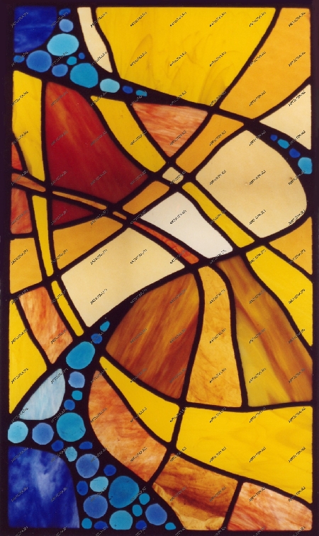 Абстрактная художественная роспись на стекле двери