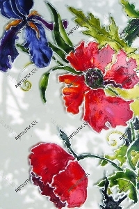 витраж заливной-цветы на стекле