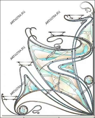 Вариант эскиза для декоративной перегородки из стекла