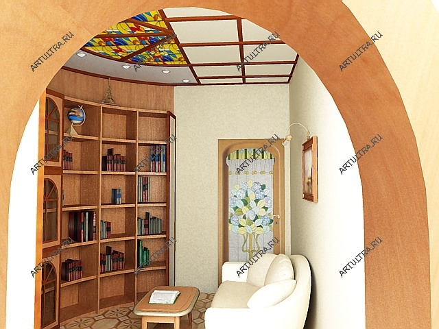 витражный потолок в кабинете