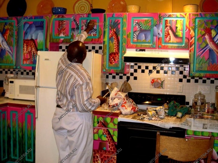 Роспись кухонного фасада специалистом